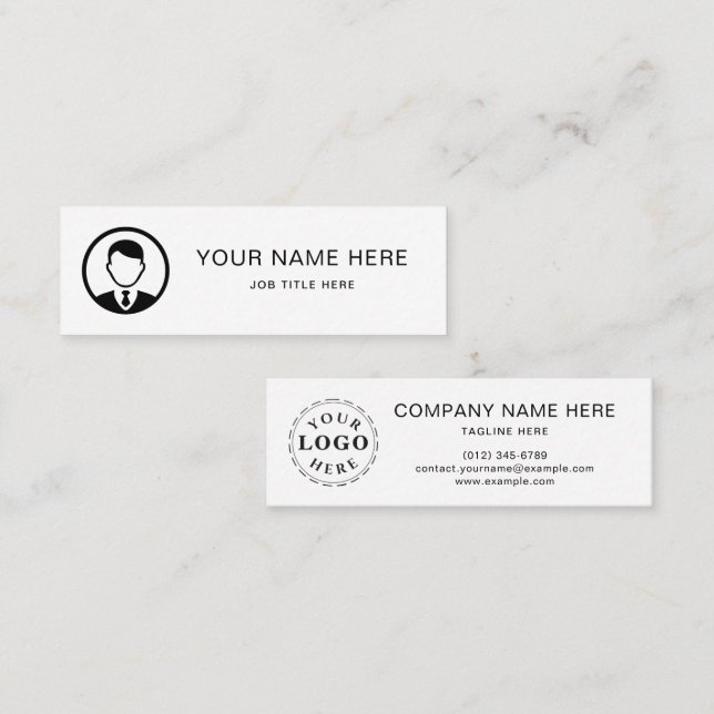Minimal White Mini Calling Card with Black Script (Front/Back)