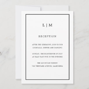 Minimal White Monogram Simple Elegant Wedding Invitation