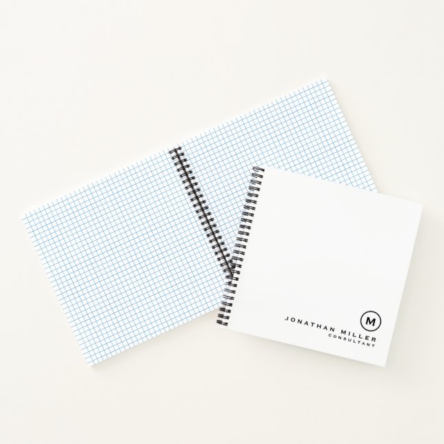 Minimal White Monogram Square Graph Paper Notebook (Inside)