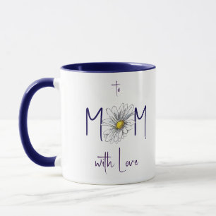 Minimal White Navy Watercolor Daisy Mother's Day  Mug