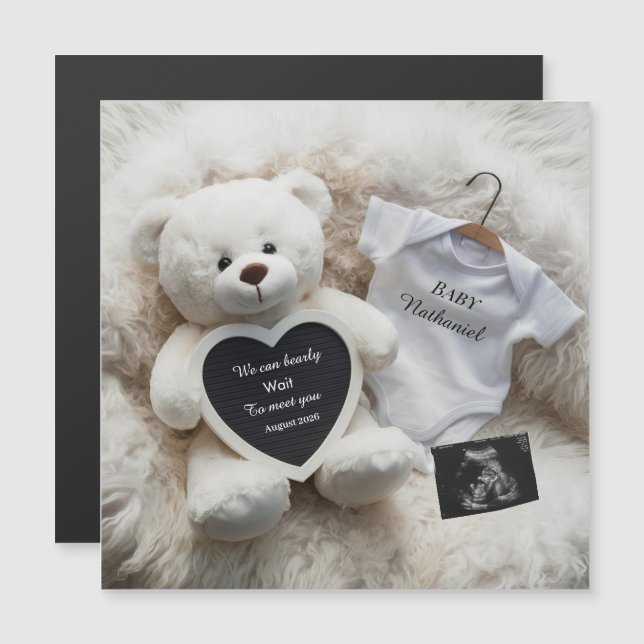 Minimal white Neutral Pregnancy announcement  (Front/Back)