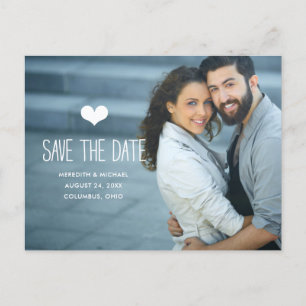 Minimal White Overlay Photo Save the Date Announcement Postcard