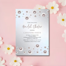 Minimal White Pearl Silver Bridal Shower