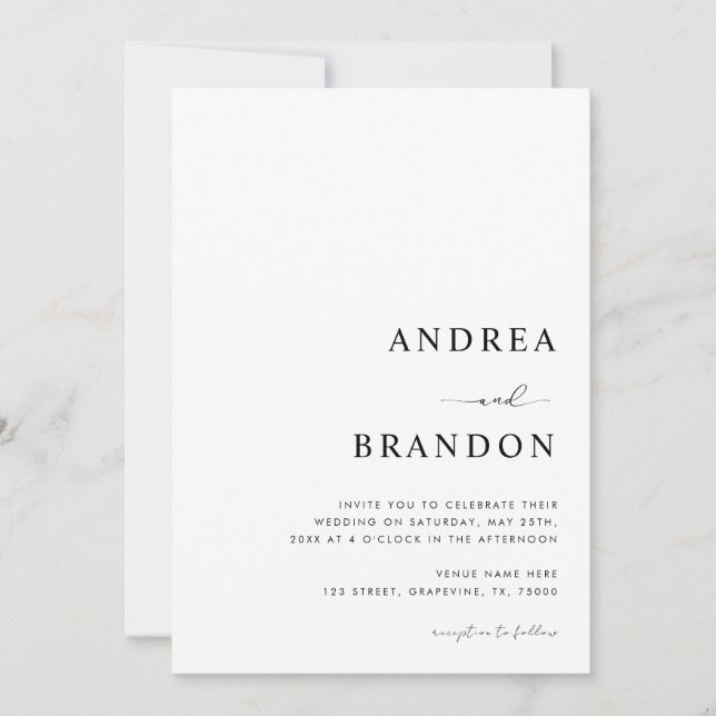 Minimal White QR Code All-In-One Wedding Invitation (Front)