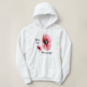 Minimal White Red Floral Women's Hoodie