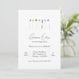 Minimal Wildflower Birthday Invitation