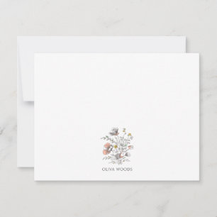 Minimal Wildflower Botanical Name Stationery  Card