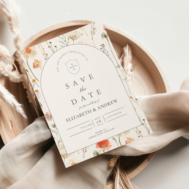 Minimal Wildflower Botanical Wedding Save The Date (Creator Uploaded)