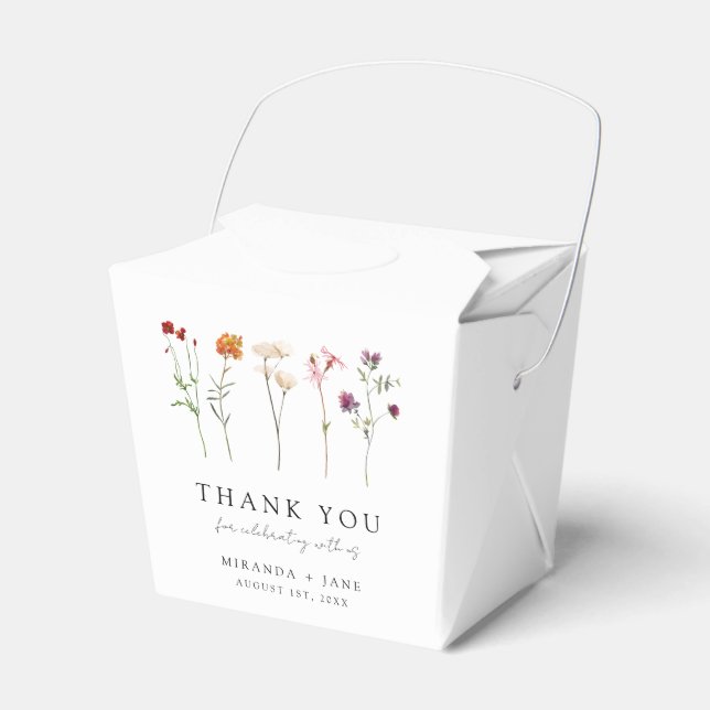 Minimal Wildflower Lesbian Pride Floral Wedding Favor Box (Front Side)