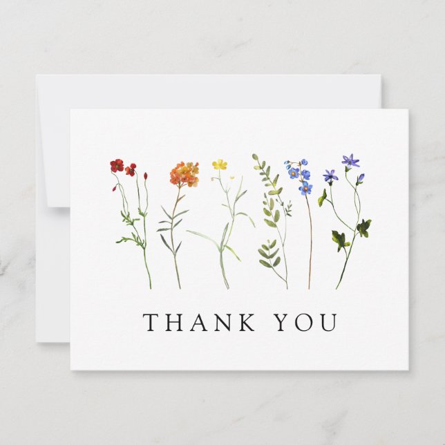 Minimal Wildflower LGBTQ Gay Pride Floral Wedding Thank You Card (Front)