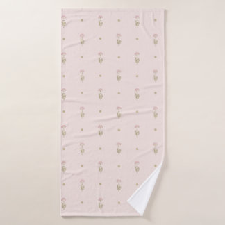 Minimal Wildflower Pattern with Dots Bath Towel