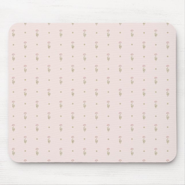 Minimal Wildflower Pattern with Dots Mouse Pad (Front)