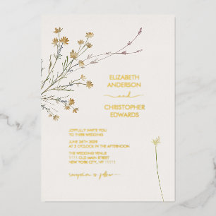 Minimal Wildflowers Floral Simple Wedding Gold
