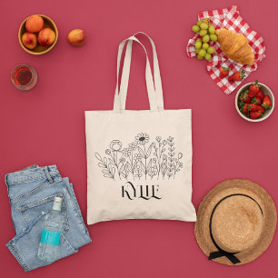 Minimal Wilf Flowers , bohemiam minimal Tote Bag
