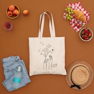 Minimal Wilf Flowers , bohemiam minimal Tote Bag