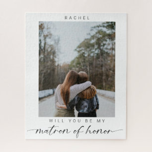 Minimal Will you be my Matron of Honour Photo Chic Jigsaw Puzzle