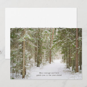 Minimal Winter Forest Path, New Year Holiday Card