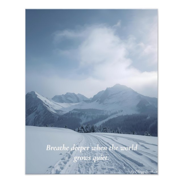 Minimal Winter Quote Poster – “Breathe Deeper” (Devant)