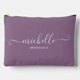 Minimal Wisteria Purple Personalized Bridesmaid Accessory Pouch