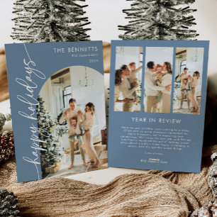Minimal Year In Review Happy Holidays Arched Photo Holiday Card