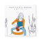 Minimal yellow blue woman illustration pottery