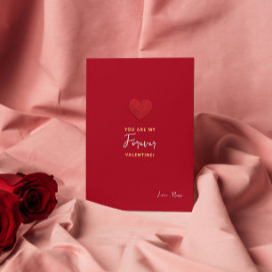 Minimal You Are My Forever Valentine Red Heart Invitation
