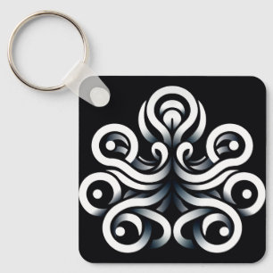 Minimal Zen Sacred Geometric Mandala Abstract Keychain