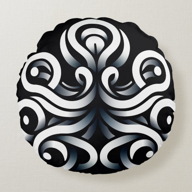 Minimal Zen Sacred Geometric Mandala Abstract Round Pillow (Front)