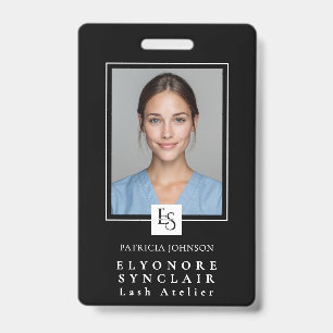 MinimalBlack White Script Lash Photo Logo Badge