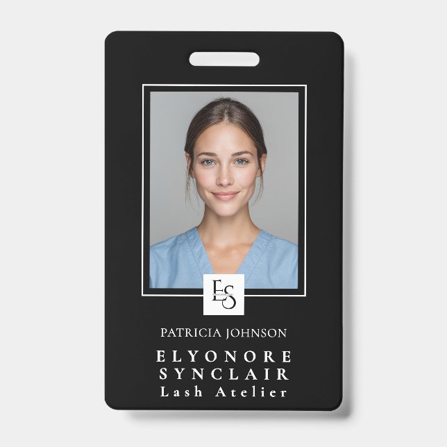 MinimalBlack White Script Lash Photo Logo Badge (Front)