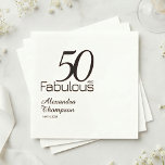 MinimalFifty and Fabulous 50th Birthday Party Napkin<br><div class="desc">Minimal Fifty and Fabulous black modern 50th birthday invitation that you can personalize and send out for your fiftieth birthday party celebration. The words "Fifty and Fabulous" are set using trending font typography. The pink and black text colors can be changed using the edit menu.</div>