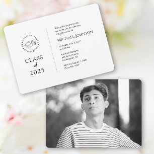 Minimalis Black & White Grad Party Invitation 2025