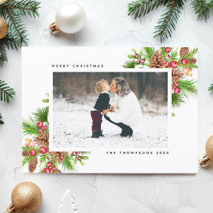 Minimalis Rustic Christmas Family Photo Invitation