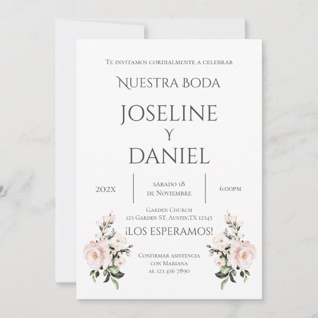 Minimalis Wedding Invitation in Spanish (Front)