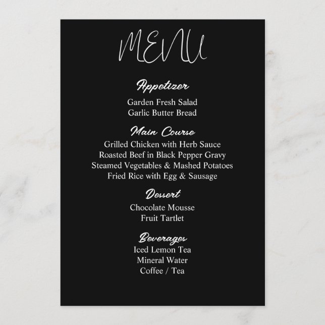 Minimalis Wedding Menu - Printed (Front)