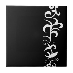 Minimalism Abstract Art Black White Hand Drawing Tile