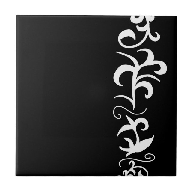 Minimalism Abstract Art Black White Hand Drawing Tile (Front)
