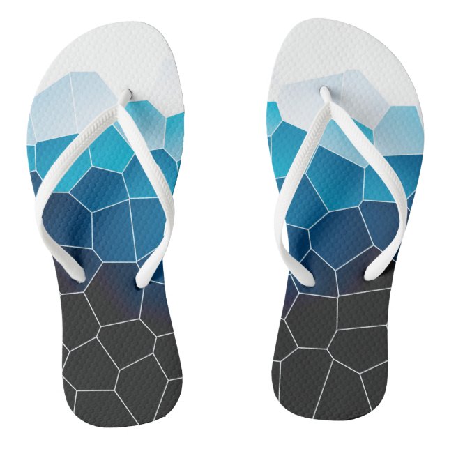 Minimalism Abstract Art Blue White Cells Flip Flops (Footbed)