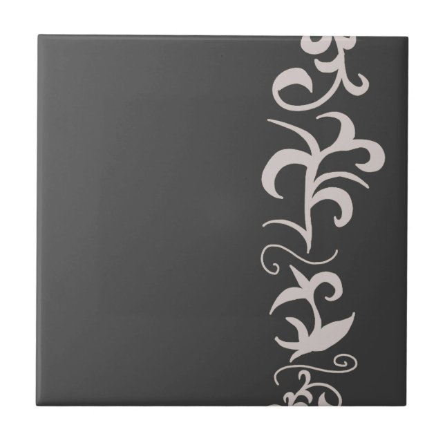 Minimalism Abstract Art Charcoal Grey Hand Drawing Tile (Front)