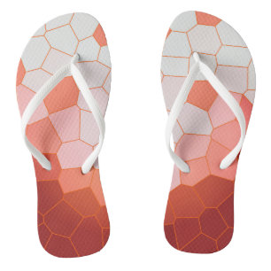 Minimalism Abstract Art Coral Red White Cells Flip Flops