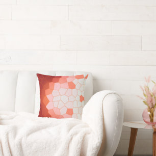 Minimalism Abstract Art Coral Red White Cells Throw Pillow