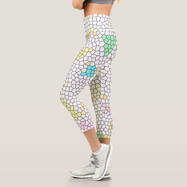 Minimalism Abstract Art Pale Pastel Cells Capri Leggings (Left)