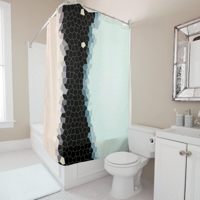 Minimalism Abstract Art Pale Pink Blue Black (In Situ)