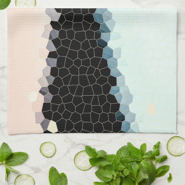 Minimalism Abstract Art Pale Pink Blue Black Kitchen Towel (Folded)