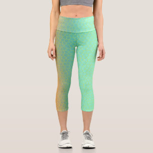 Minimalism Abstract Art Pale Turquoise Green Beige Capri Leggings