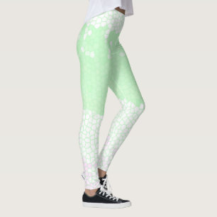 Minimalism Abstract Art Pale Turquoise Green Pink Leggings