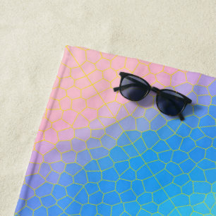 Minimalism Abstract Art Pale Turquoise Purple Pink Beach Towel