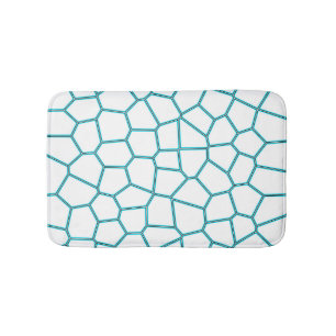 Minimalism Abstract Art Pale Turquoise White Cells Bath Mat