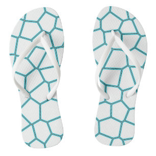 Minimalism Abstract Art Pale Turquoise White Cells Flip Flops