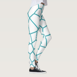 Minimalism Abstract Art Pale Turquoise White Cells Leggings